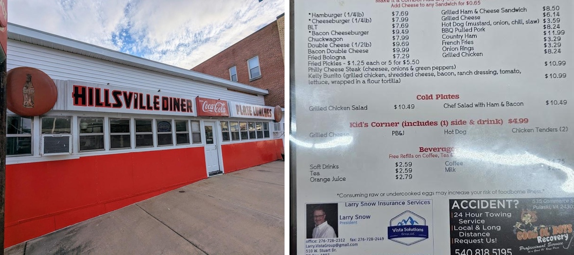 THE Hillsville Diner Menu